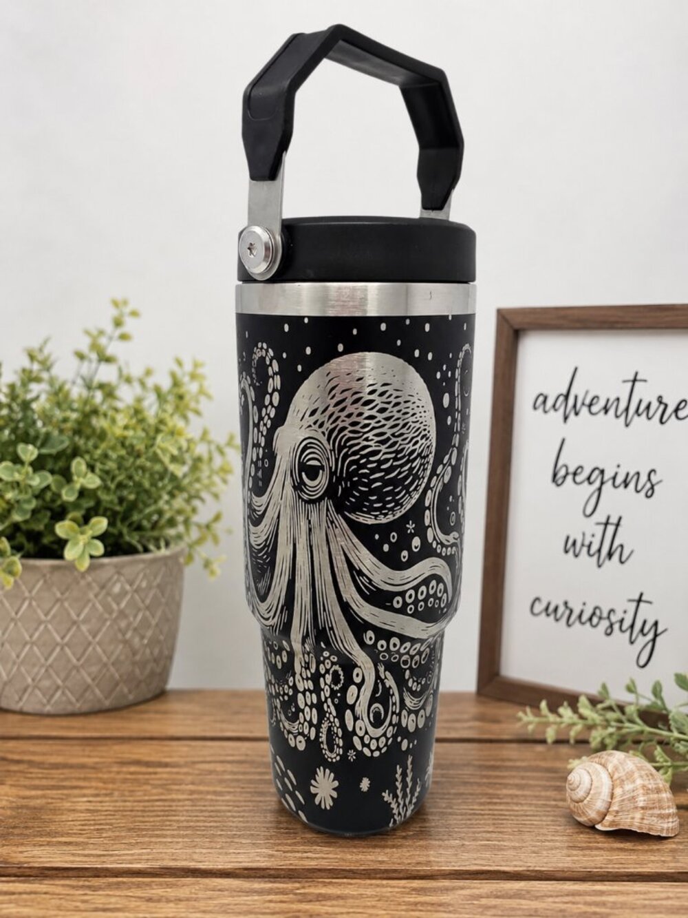 Marcellus Inspired Octopus 30oz Stanley Style Laser Engraved Tumbler